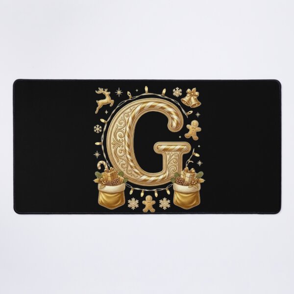 Item preview, Luxury Gold Christmas Letter G – Reindeer & Holiday Lights Monogram designed and sold by ChaosModeArt.