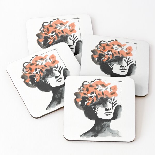 Item preview, Watercolour Silhouette Woman with Orange Floral Hair designed and sold by Karlena Lewin Studio.