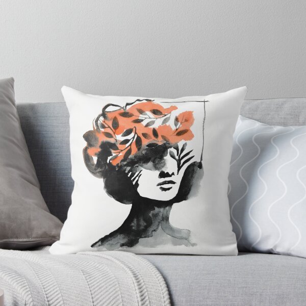 Item preview, Watercolour Silhouette Woman with Orange Floral Hair designed and sold by Karlena Lewin Studio.
