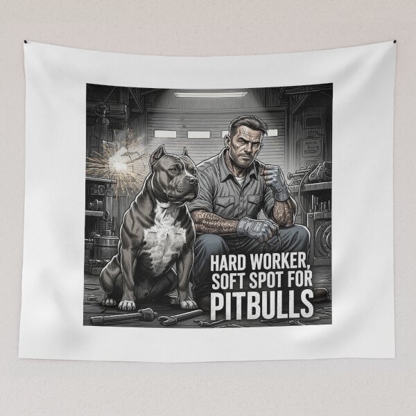 Item preview, Hard Worker Soft Spot Pitbull designed and sold by PetJoyPrintsCO.