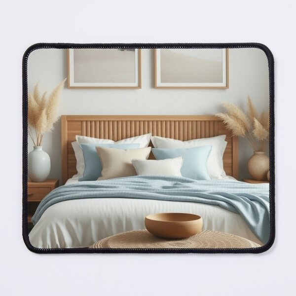Item preview, Coastal Minimalist Bedroom with Jute Ottoman designed and sold by Jade Ado.