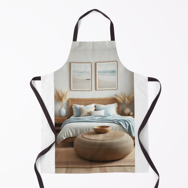 Item preview, Coastal Minimalist Bedroom with Jute Ottoman designed and sold by Vida e Arte.