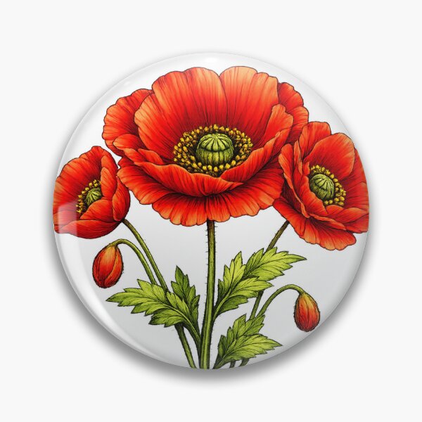 Artikelvorschau, Botanische Illustration einer leuchtend roten Mohnblume entworfen und verkauft von ssmg80.