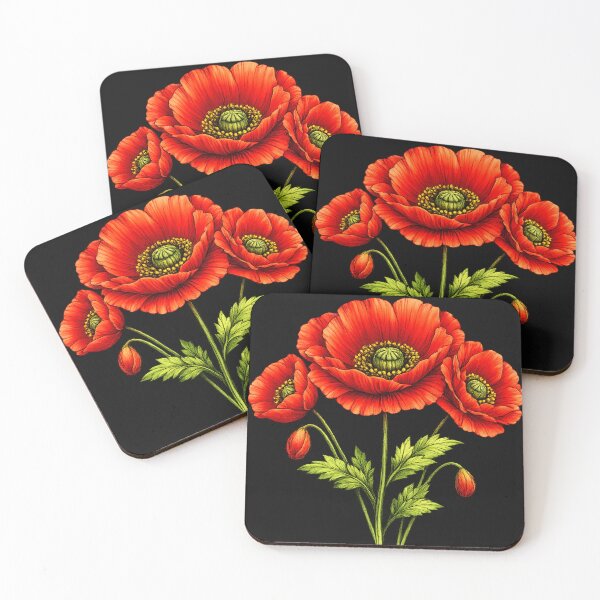 Artikelvorschau, Botanische Illustration einer leuchtend roten Mohnblume entworfen und verkauft von ssmg80.