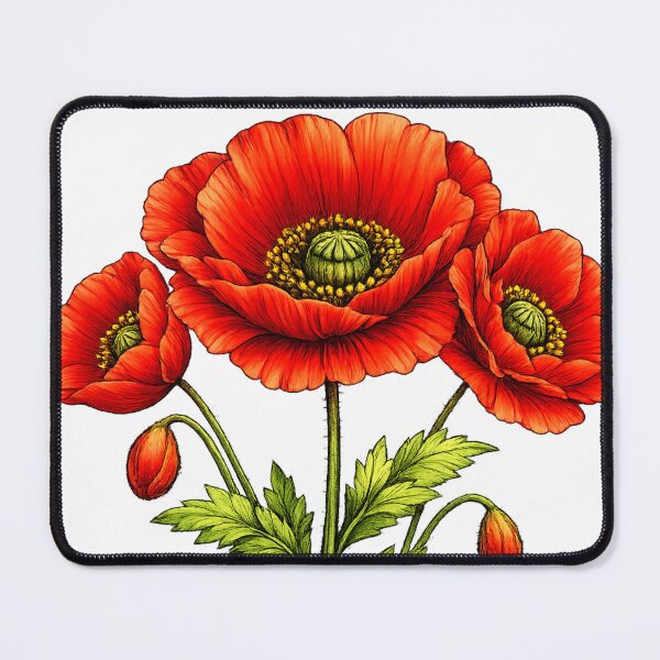 Artikelvorschau, Botanische Illustration einer leuchtend roten Mohnblume entworfen und verkauft von ssmg80.