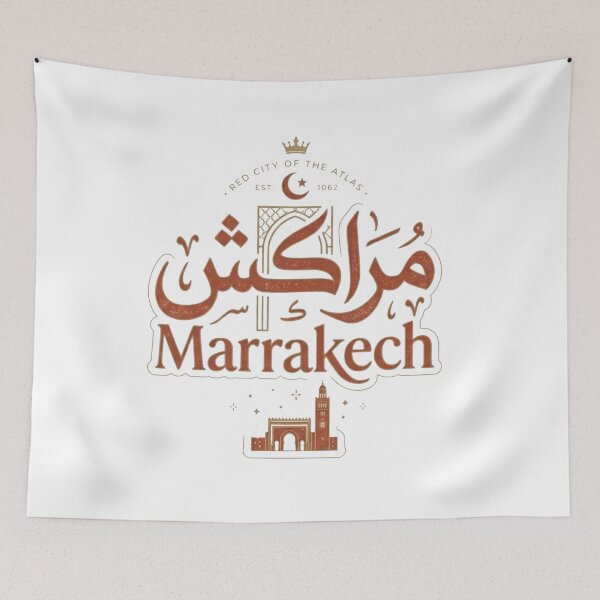 Item preview, Marrakech Morocco Arabic Calligraphy Typography Design designed and sold by MandalasLovers.