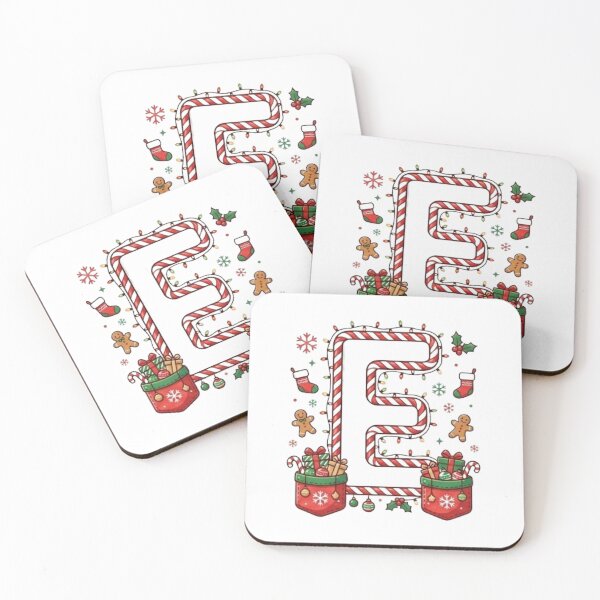Item preview, Christmas Letter E – Candy Cane & Festive Gingerbread Monogram designed and sold by ChaosModeArt.
