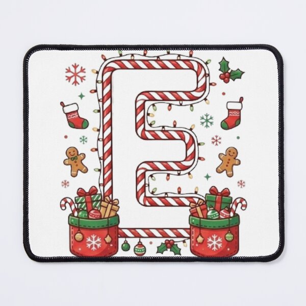 Item preview, Christmas Letter E – Candy Cane & Festive Gingerbread Monogram designed and sold by ChaosModeArt.