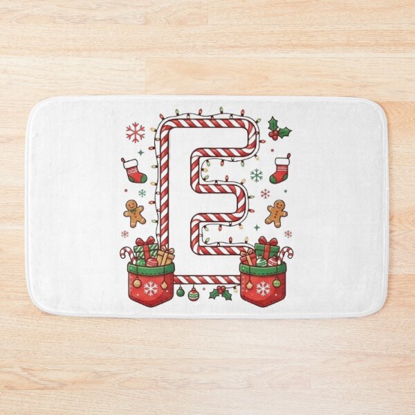 Item preview, Christmas Letter E – Candy Cane & Festive Gingerbread Monogram designed and sold by ChaosModeArt.