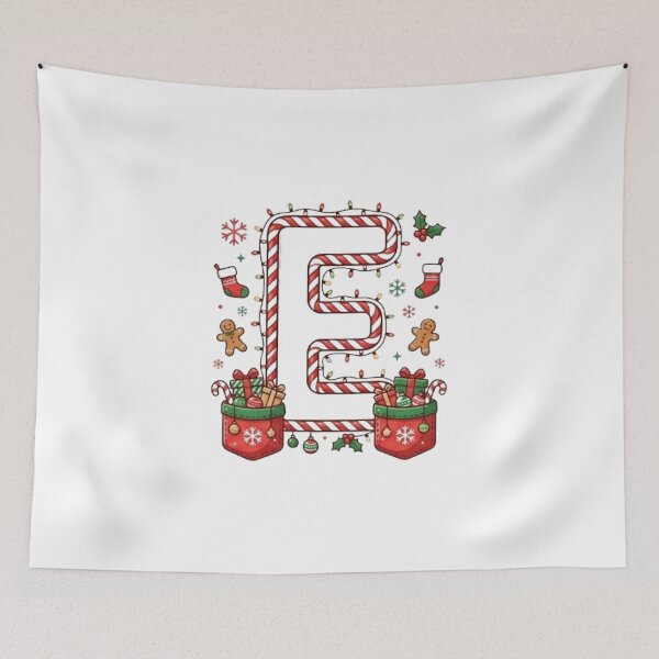 Item preview, Christmas Letter E – Candy Cane & Festive Gingerbread Monogram designed and sold by ChaosModeArt.