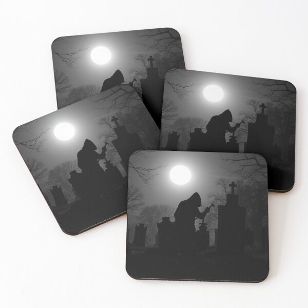 Item preview, Grim Reaper in Moonlit Graveyard Silhouette Art designed and sold by EllDAV777.