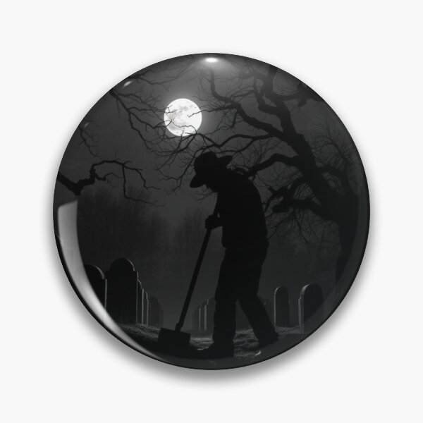 Item preview, Moonlit Grave Digger in Spooky Cemetery Silhouette designed and sold by EllDAV777.