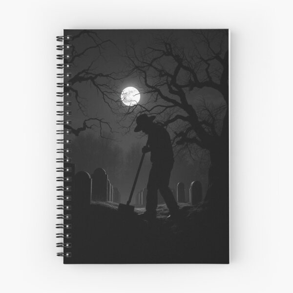 Item preview, Moonlit Grave Digger in Spooky Cemetery Silhouette designed and sold by EllDAV777.