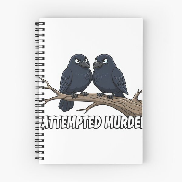 Item preview, Funny Attempted Murder Crows - Grumpy Crow Pun Bird Art designed and sold by SarcasmReigns.