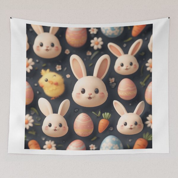 Item preview, Cute Kawaii Easter Icon Pattern – Bunny Chick Egg Carrot Flower Pastel Spring Pattern, Kawaii Easter Pattern Design designed and sold by SmartyWonders.