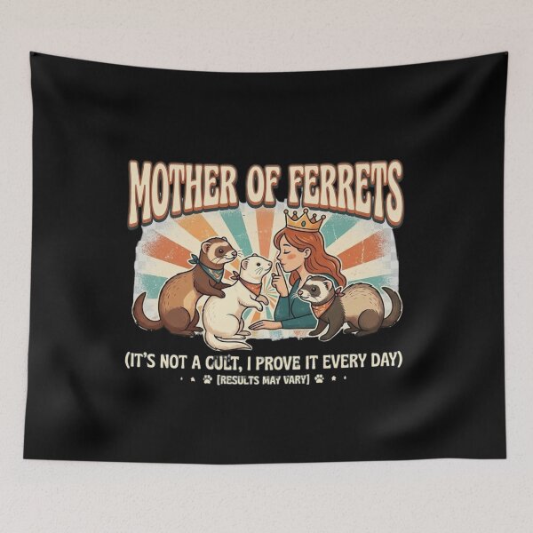 Item preview, Funny Mother of Ferrets – Retro Vintage Cartoon Ferret Mom Meme designed and sold by Wear Sculpt.