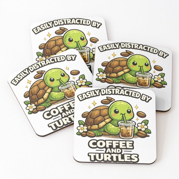 Item preview, Easily Distracted By Coffee and Turtles designed and sold by BoostingBliss.