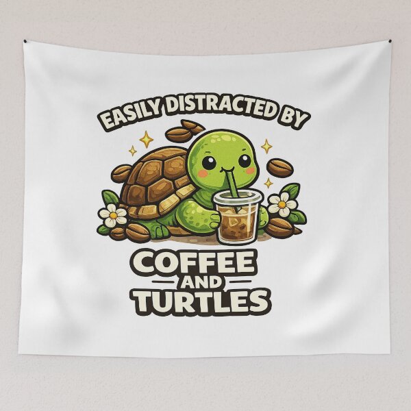 Item preview, Easily Distracted By Coffee and Turtles designed and sold by BoostingBliss.