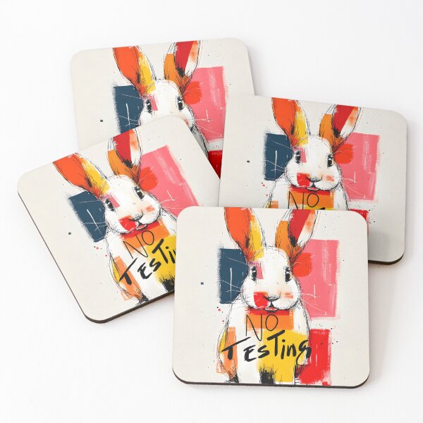 Item preview, No Animal Testing - Vibrant Rabbit Protest Art - Bold Animal Rights Statement Artwork designed and sold by OlfactoART Studio.