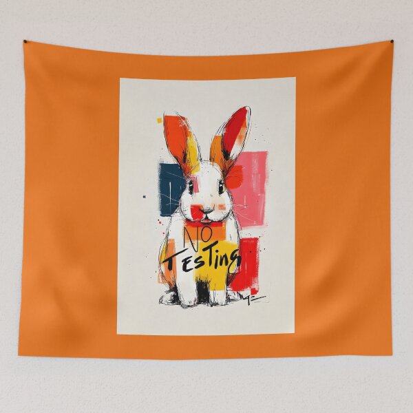 Item preview, No Animal Testing - Vibrant Rabbit Protest Art - Bold Animal Rights Statement Artwork designed and sold by OlfactoART Studio.