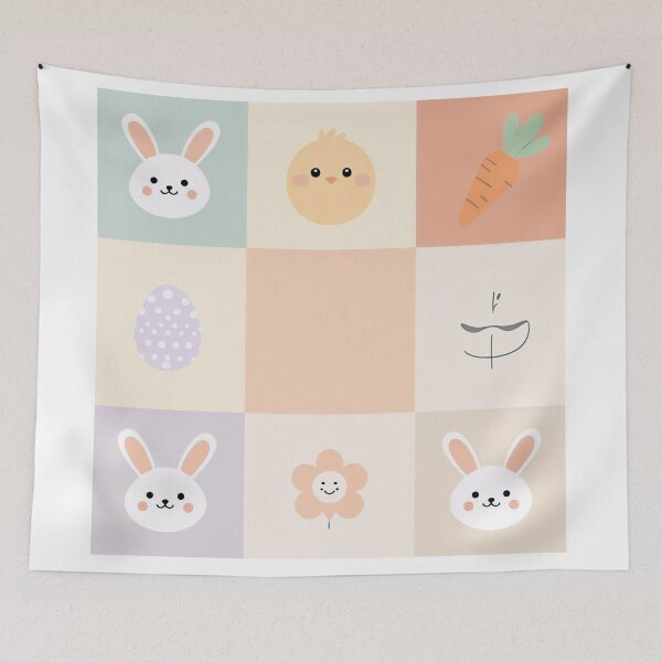 Item preview, Minimal Kawaii Easter Pattern – Cute Bunny Egg Chick Carrot Flower Pastel Spring Pattern, Easter Bunny Aesthetic Design designed and sold by SmartyWonders.