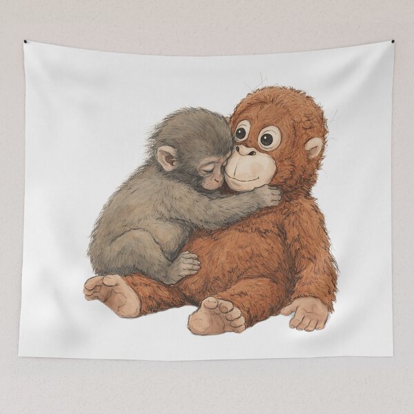 Item preview, PUNCH JAPANESE MACAQUE SLEEPING WITH DJUNGELSKOG ORANGUTAN designed and sold by LIS AND MELIVERSO.