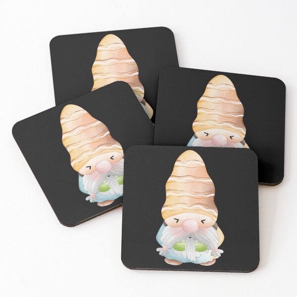 Item preview, Cute Watercolor Gnome Sticker with Wavy Stripe Hat & Leaf Shirt designed and sold by FestivityFinds.