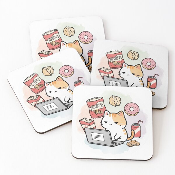 Item preview, Lazy Cat Working on Laptop – Funny Procrastination Kawaii Sticker designed and sold by MongOficial.