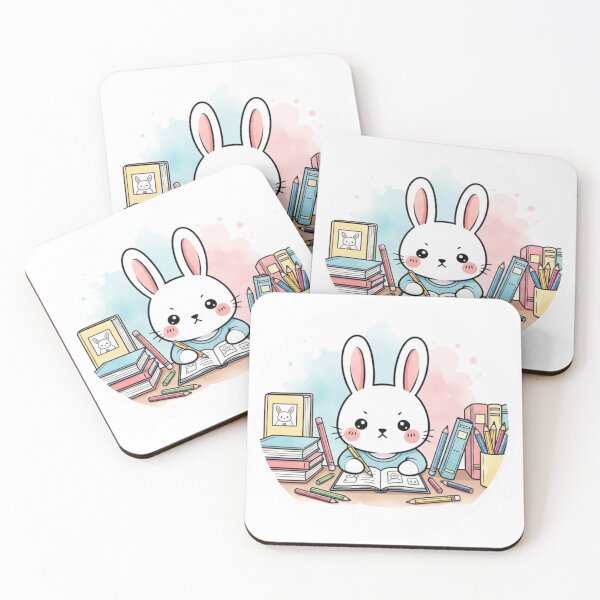 Item preview, Cute Studying Bunny Sticker – Kawaii Student Rabbit Study Motivation designed and sold by MongOficial.