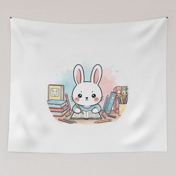 Item preview, Cute Studying Bunny Sticker – Kawaii Student Rabbit Study Motivation designed and sold by MongOficial.