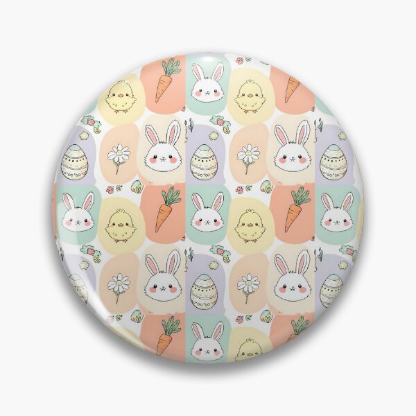 Item preview, Cute Kawaii Easter Doodle Pattern – Bunny Chick Egg Carrot Flower Seamless Pattern, Pastel Spring Easter Icons Design designed and sold by SmartyWonders.
