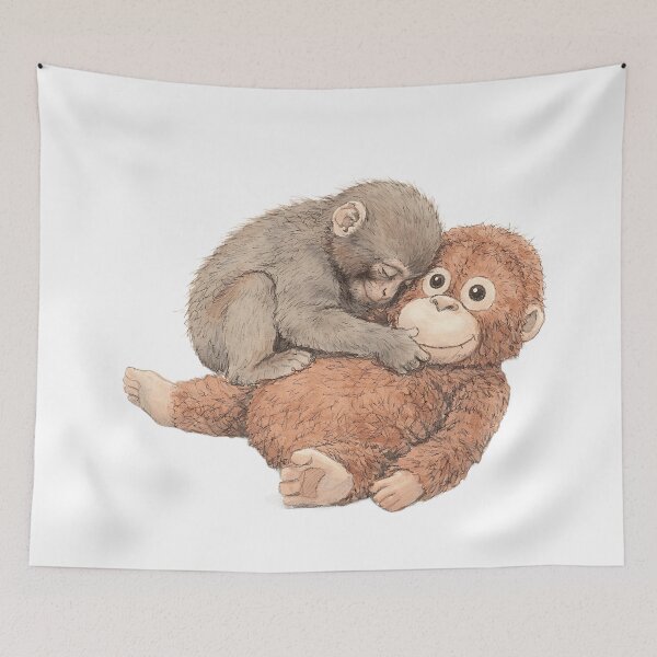 Item preview, HAPPY PUNCH MACAQUE HOLDING DJUNGELSKOG ORANGUTAN designed and sold by LIS AND MELIVERSO.