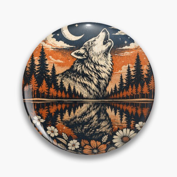Item preview, Howling Wolf Moon Vintage Forest – Mystic Wilderness Nature Wolf Design designed and sold by Unsololugar.