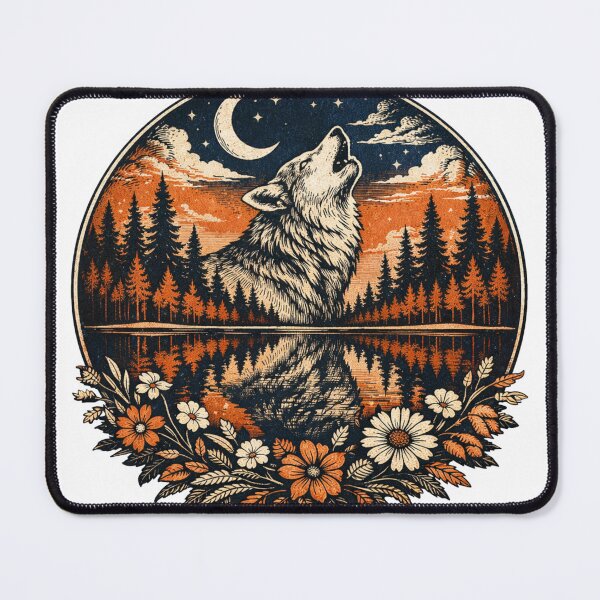 Item preview, Howling Wolf Moon Vintage Forest – Mystic Wilderness Nature Wolf Design designed and sold by Unsololugar.