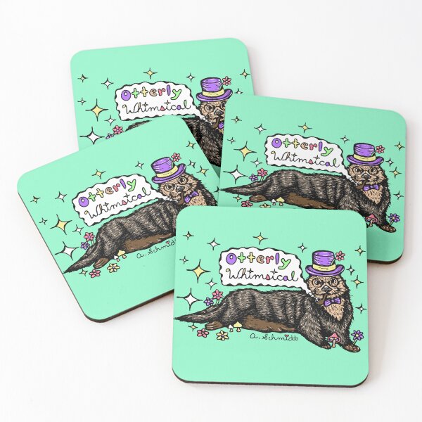 Item preview, Otterly Whimsical Cute Otter Pun Flowers Original Art designed and sold by Intergalactic Unicorn: Art by Anna Schmidt.