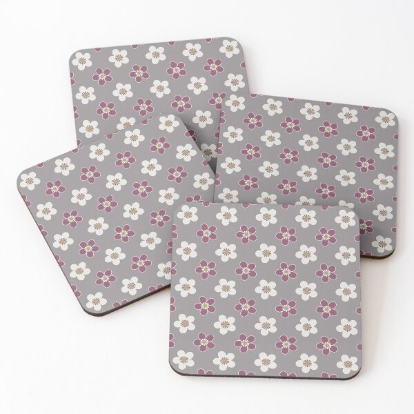 Item preview, Floral pattern retro gray pink white designed and sold by fuzzyfox.