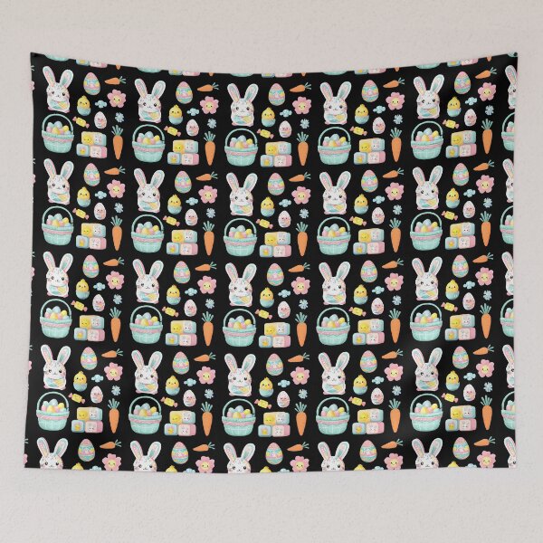 Item preview, Kawaii Easter Icon Pattern – Cute Bunny Chick Egg Carrot Candy Pastel Pattern, Spring Kawaii Easter Design designed and sold by SmartyWonders.