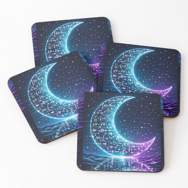 Item preview, Cybernetic Moon: Mathematical Synthwave Crescent designed and sold by LuxeBuzz.