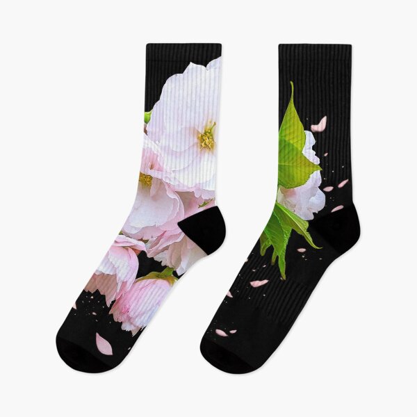 Item preview, Soft Pink Cherry Blossom Branch Sakura Japan with Petals on Black  Shapes Mania designed and sold by Shapes-Mania.
