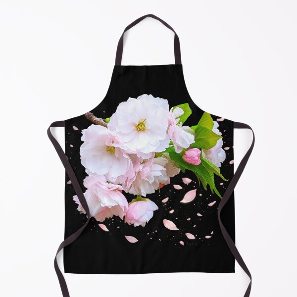 Item preview, Soft Pink Cherry Blossom Branch Sakura Japan with Petals on Black Shapes Mania designed and sold by Shapes-Mania.