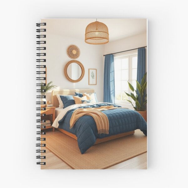 Item preview, Modern Coastal Bedroom with Blue and Rattan Accents designed and sold by Vida e Arte.