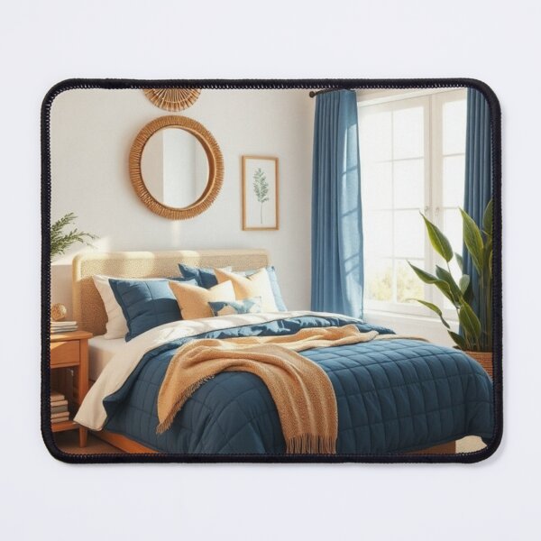 Item preview, Modern Coastal Bedroom with Blue and Rattan Accents designed and sold by Vida e Arte.