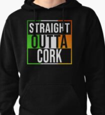 Straight Outta Cork Retro Style - Gift For An Cork From Ireland , Design Has The Irish Flag Embedded Pullover Hoodie