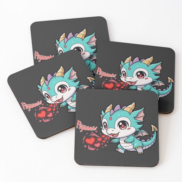 Item preview, Cute Baby Dragon Breathing Hearts Fiyaaah! Chibi Anime Kawaii Dragon designed and sold by AmazingEG.