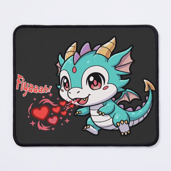 Item preview, Cute Baby Dragon Breathing Hearts Fiyaaah! Chibi Anime Kawaii Dragon designed and sold by AmazingEG.