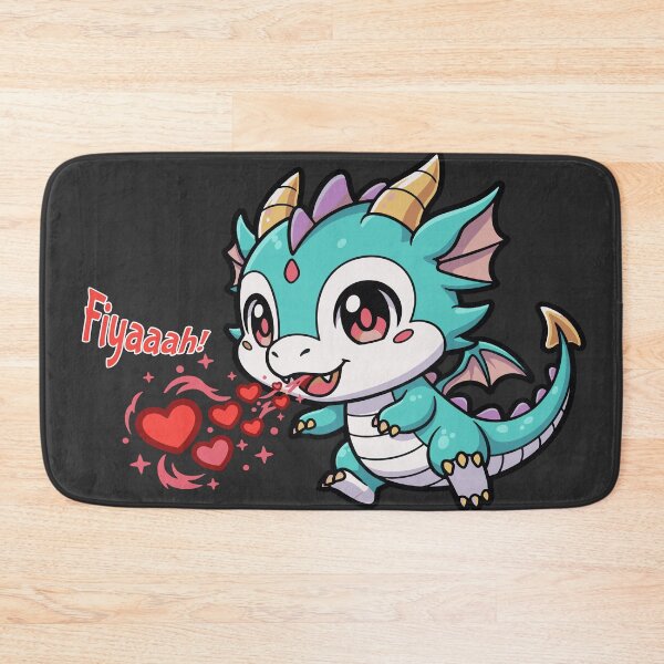 Item preview, Cute Baby Dragon Breathing Hearts Fiyaaah! Chibi Anime Kawaii Dragon designed and sold by AmazingEG.