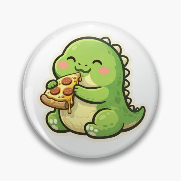 Item preview, Cute Dinosaur Eating Pizza – Funny Kawaii Dino Food Lover Sticker designed and sold by MrDev.