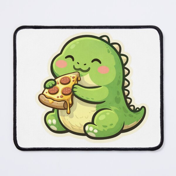 Item preview, Cute Dinosaur Eating Pizza – Funny Kawaii Dino Food Lover Sticker designed and sold by MrDev.