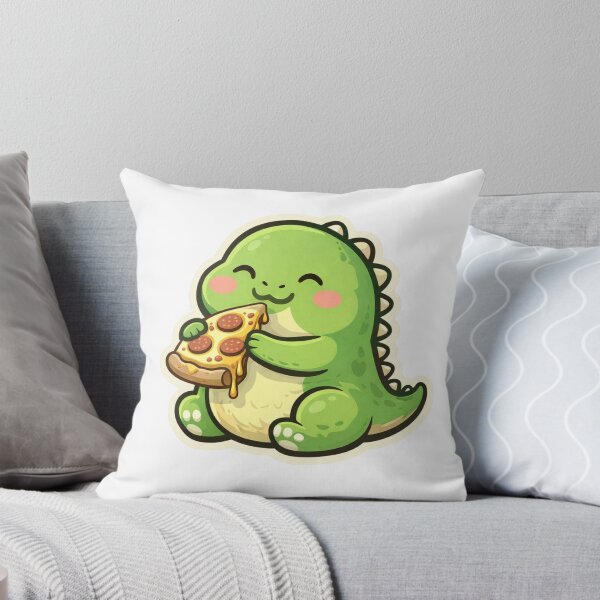 Item preview, Cute Dinosaur Eating Pizza – Funny Kawaii Dino Food Lover Sticker designed and sold by MrDev.