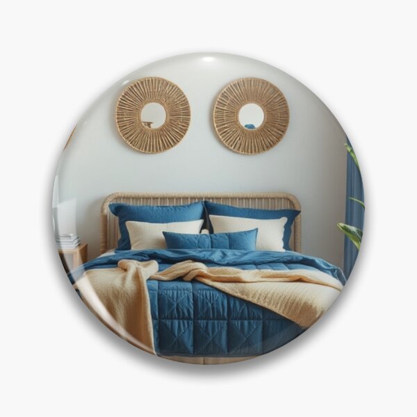 Item preview, Dormitorio bohemio costero con azul y ratán designed and sold by Vida e Arte.
